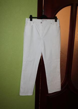 Белые котовые летние женские брюки, 44 eur наш 50-52 от toni denim1 фото