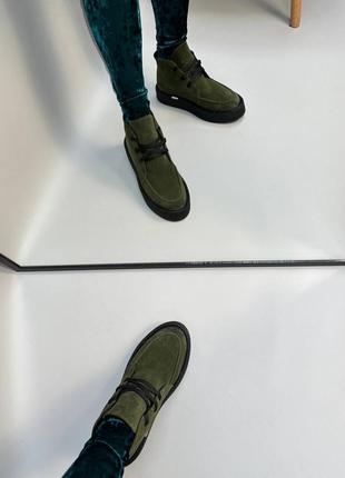 Замшеві черевики кольору хакі колір на вибір6 фото