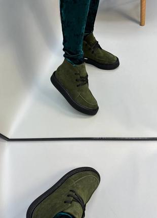 Замшеві черевики кольору хакі колір на вибір5 фото