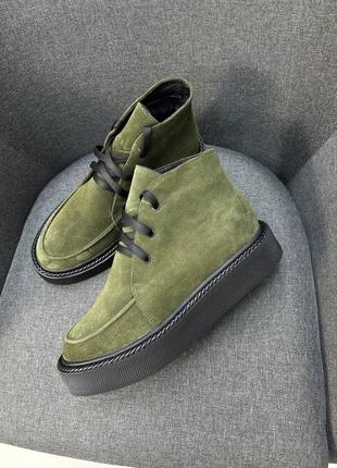 Замшеві черевики кольору хакі колір на вибір2 фото