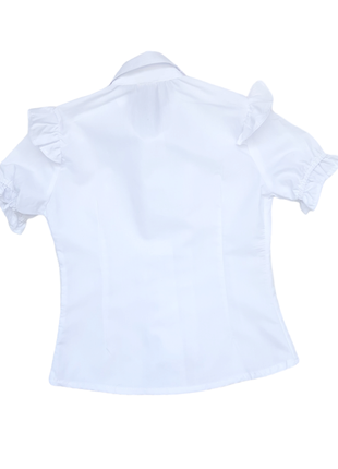 Р116,122,128 блуза школьная с коротким  рукавом для девочки белая турция. с витрины4 фото