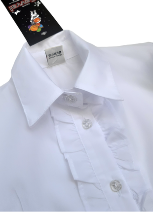Р116,122,128 блуза школьная с коротким  рукавом для девочки белая турция. с витрины3 фото