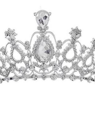 Свадебная тиара, серебряная корона, диадема, украшение для прически, корона для невесты1 фото