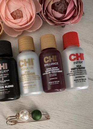 Масло шовк для волосся chi по 15 ml відновлення кератин для волос chi oil black luxury argan silk3 фото