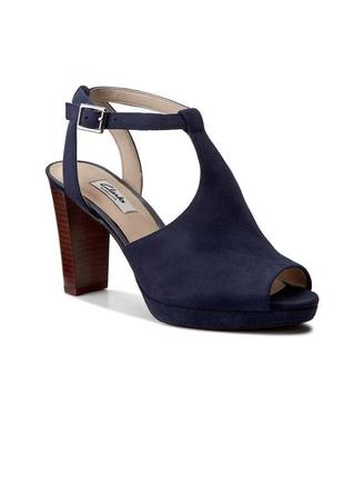 Босоножки замшевые clarks kendra charm 261234414 navy suede 37р