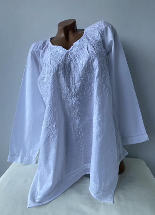 Блуза белая с вышивкой вышивка из хлопка блузка с вышивкой хлопковая 🤍1 фото