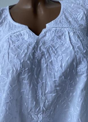 Блуза белая с вышивкой вышивка из хлопка блузка с вышивкой хлопковая 🤍4 фото