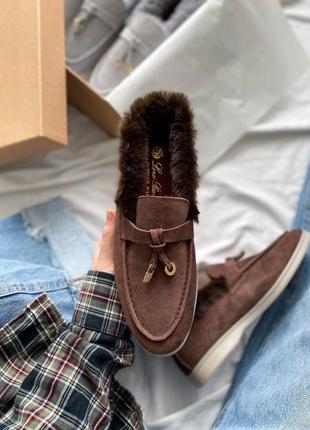 Лофери loro piana brown fur  premium