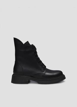 Черные кожаные зимние ботинки3 фото