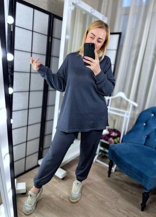 Багато кольорів костюм джогери карго завужені довга кофта оверсайз светр штани карго завужені джогери широкі висока посадка оверсайз довгий рукав5 фото