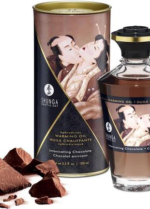 Розігрівальна олія shunga aphrodisiac warming oil intoxicating chocolate (100 мл)1 фото