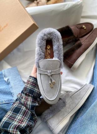 Лофери loro piana grey fur  premium1 фото