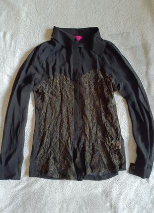 Прозрачная блузка с вставкой из кружевая boohoo