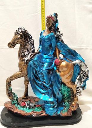 Лошади, лошадки, кони. девушка на лошади 34см/28см