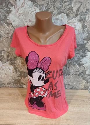 Disney женская футболка розового цвета размер l minnie mouse