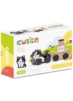 Деревянный набор для детей cubika веселые котята на магнитах 4 штуки 15450