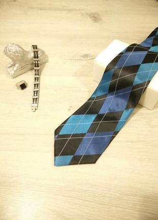 Стильный мужской галстук из шёлка в синей гамме. чоловіча краватка.