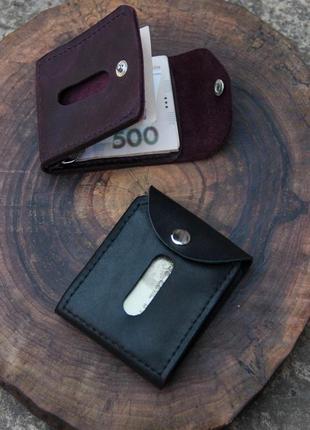 Карманный кошелек из натуральной кожи, зажим для денег, портмоне, монетница1 фото