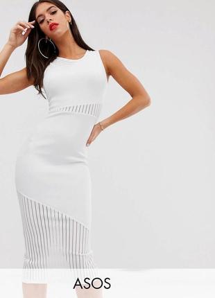 Розпродаж плаття asos міді зі смугастими прозорими вставками
