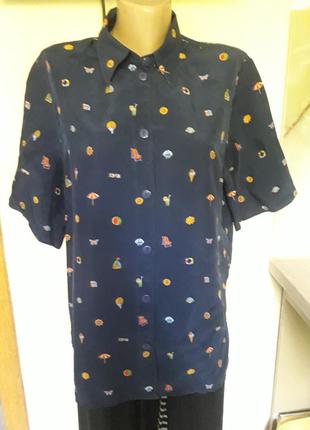 Винтаж шикарная рубашка блуза шелк купро2 фото