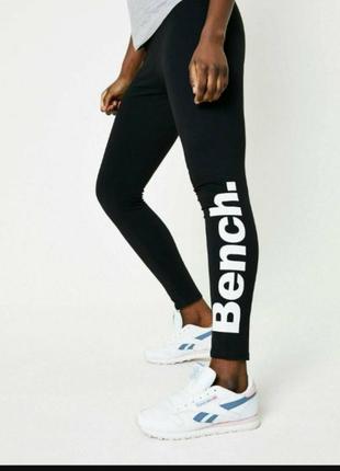 Фирменные хлопковые лосины леггинсы высокая посадка с логотипом bench