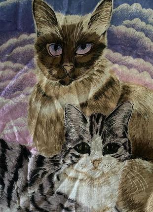 Beyeler susanne klee siamese cats scarf 100% silk. шелковый винтажный платок от бренда beyeler, оригинал, подписной3 фото
