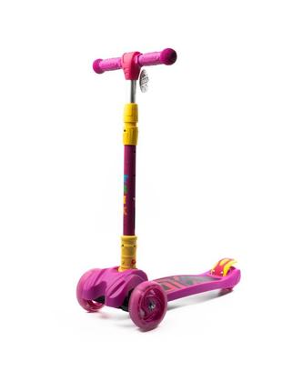 Самокат дитячий триколісний складний itrike maxi jr 3-060-11-p з підсвіткою колес рожевий2 фото