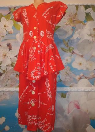 Шелковое платье дизайнерское винтажное с баской s-m от jean claire
