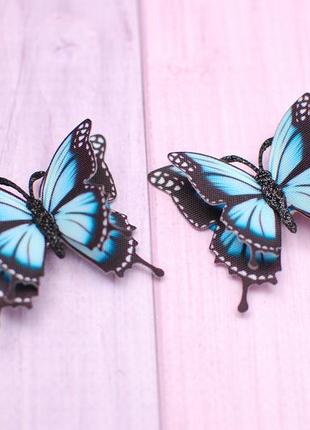 Голубые бабочки на заколках