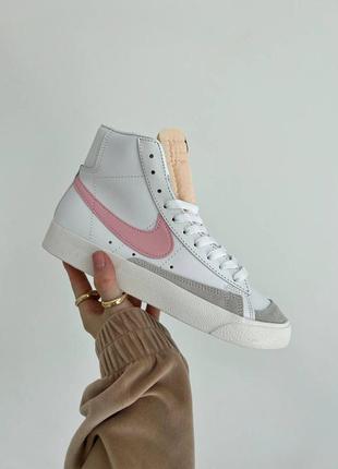 Женские кроссовки nike blazer mid  white pink найк блейзер1 фото