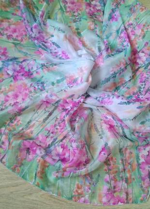 Невероятный нежный акварельный шарфик/легкий шарф прозрачный с цветочным принтом3 фото