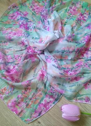 Неймовірний ніжний акварельний шарф/легкий шарф прозорий із квітковим принтом5 фото
