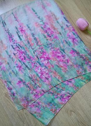 Невероятный нежный акварельный шарфик/легкий шарф прозрачный с цветочным принтом1 фото