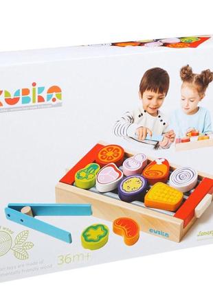 Дитяча дерев'яна іграшка набір cubika набір "барбекю" 14347