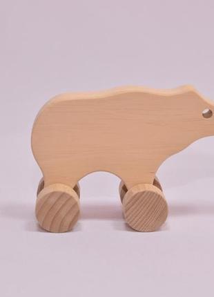 Дерев'яна каталка для дітей lis медвежа2 фото
