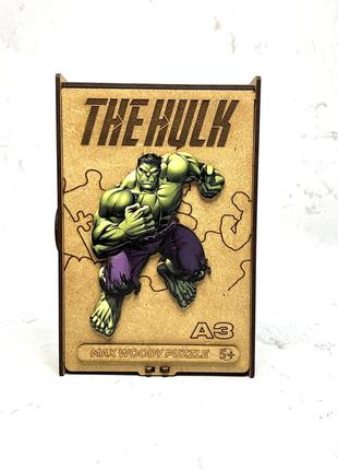 Деревянный фигурный пазл max woody "hulk" a3 200 деталей