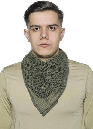 Шарф сетка маскировочный тактичный, военная шаль из треугольной сетки, хаки4 фото
