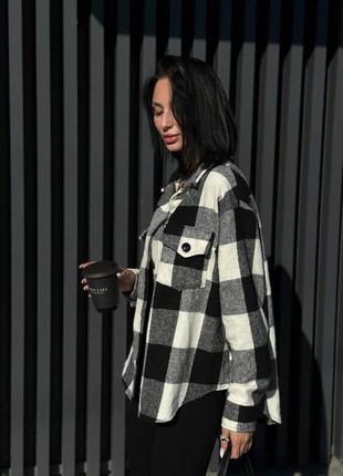 Кашемировая рубашка в клетку в стиле оверсайз lsh-0792 фото