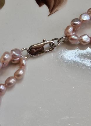 Гарне кольє, намисто з натуральних  перлів з підвіскою з мушлі ,срібна застібка4 фото