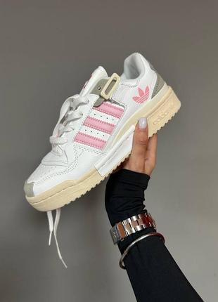 Женские кроссовки adidas preto forum “white / pink / beige” #адидас