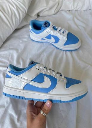 Женские кроссовки nike sb dunk blue white найк сб данк низкие