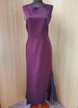 Атласное вечернее платье с кружевной вставкой бордо merrytime