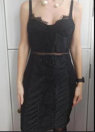 Платье черное кружевное стильное xxs/xs4 фото