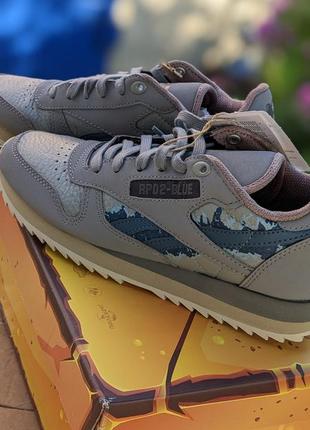 Кроссовки reebok jurassic world classic leather ripple grey hq62534 фото