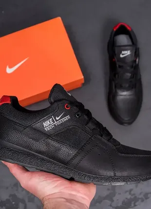 Мужские кожаные кроссовки nike tech trainer black