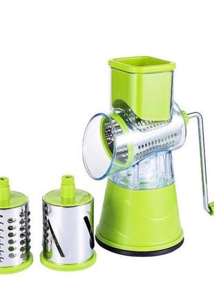 Овочерізка мультислайсер tabletop drum grater kitchen master терка для овочів і фруктів 3 насадки4 фото