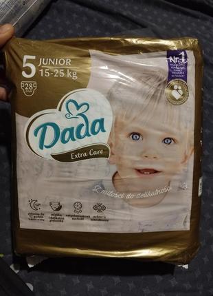 Подгузники детские dada extra care gold (5) junior 15-25 кг 28 шт дада екстра кар премиум, підгузники,підгузки,памперси, памперсы