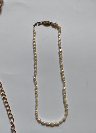 Натуральное жемчужное колье ожерелье морского речного жемчуга перламутровая цепочка винтаж1 фото