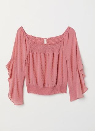 Шифоновая блузка с открытыми плечами и воланами h&m
