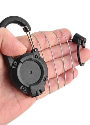 Ретрактор страховочный шнур на тросике (черный) (1606)